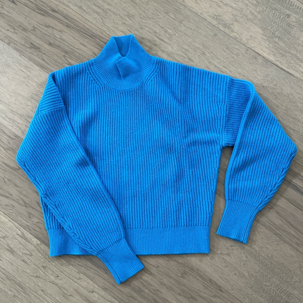 J. Crew Electric Blue Ribbed mock neck Sweater